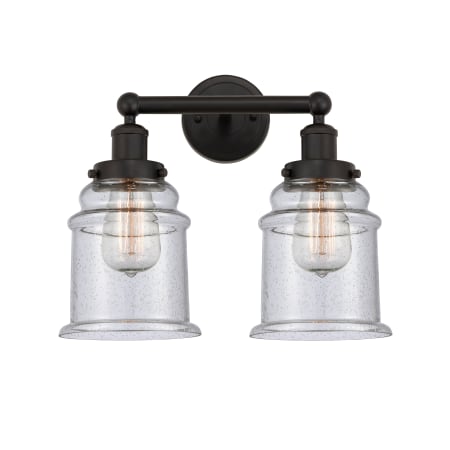 A large image of the Innovations Lighting 616-2W-13-15 Canton Vanity Oil Rubbed Bronze / Seedy