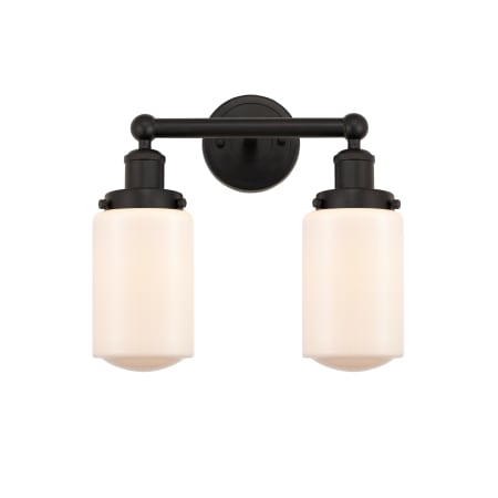 A large image of the Innovations Lighting 616-2W-10-16 Dover Vanity Oil Rubbed Bronze / Matte White