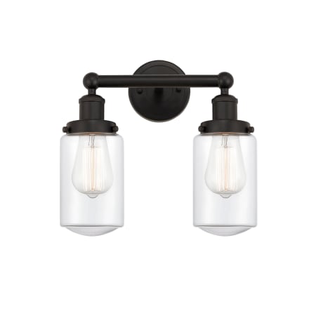 A large image of the Innovations Lighting 616-2W-10-16 Dover Vanity Oil Rubbed Bronze / Clear