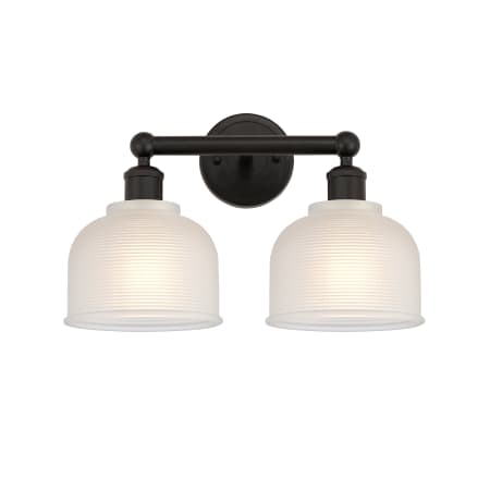 A large image of the Innovations Lighting 616-2W-11-15 Dayton Vanity Oil Rubbed Bronze / White