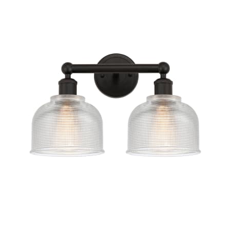 A large image of the Innovations Lighting 616-2W-11-15 Dayton Vanity Oil Rubbed Bronze / Clear