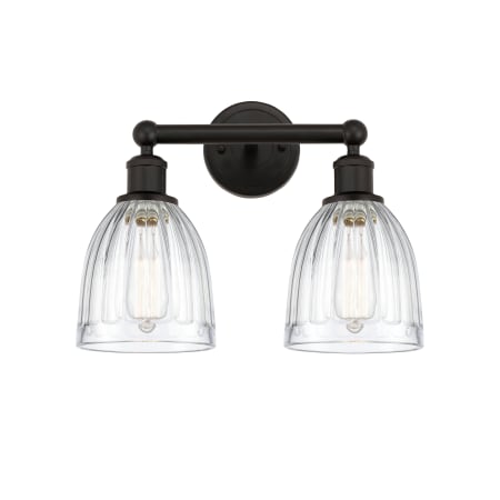 A large image of the Innovations Lighting 616-2W-12-15 Brookfield Vanity Oil Rubbed Bronze / Clear