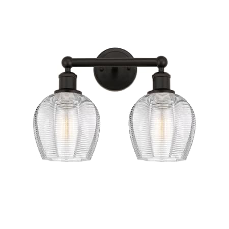 A large image of the Innovations Lighting 616-2W-11-15 Norfolk Vanity Oil Rubbed Bronze / Clear