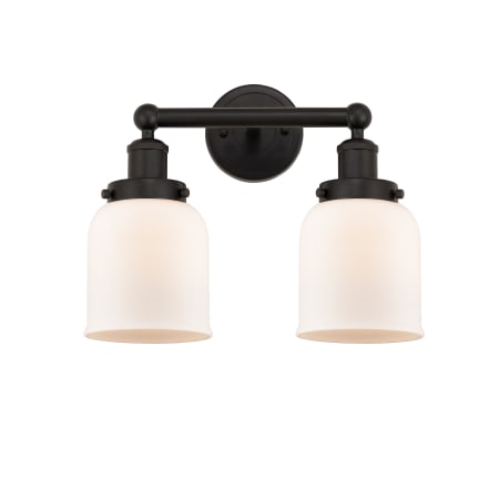 A large image of the Innovations Lighting 616-2W-10-16 Bell Vanity Oil Rubbed Bronze / Matte White