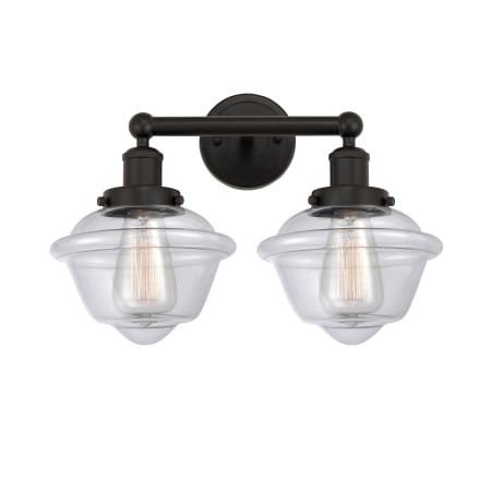 A large image of the Innovations Lighting 616-2W-10-16 Oxford Vanity Oil Rubbed Bronze / Clear