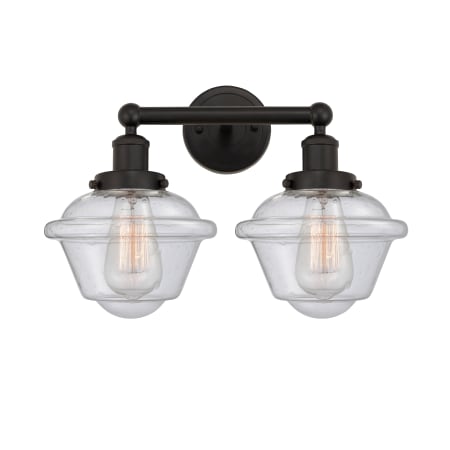 A large image of the Innovations Lighting 616-2W-10-16 Oxford Vanity Oil Rubbed Bronze / Seedy