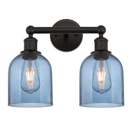 A large image of the Innovations Lighting 616-2W 12 15 Bella Vanity Oil Rubbed Bronze / Princess Blue