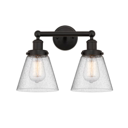 A large image of the Innovations Lighting 616-2W-10-16 Cone Vanity Oil Rubbed Bronze / Seedy