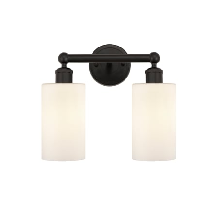 A large image of the Innovations Lighting 616-2W-11-13 Clymer Vanity Oil Rubbed Bronze / Matte White