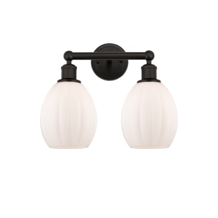 A large image of the Innovations Lighting 616-2W-13-15 Eaton Vanity Oil Rubbed Bronze / Matte White