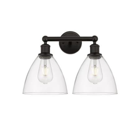 A large image of the Innovations Lighting 616-2W-12-17 Bristol Vanity Oil Rubbed Bronze / Clear