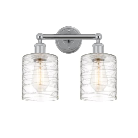 A large image of the Innovations Lighting 616-2W-12-14 Cobbleskill Vanity Polished Chrome / Deco Swirl