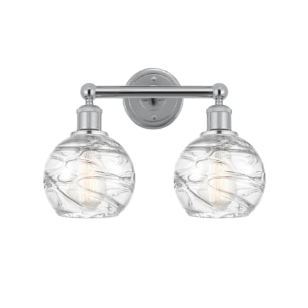 A large image of the Innovations Lighting 616-2W-11-15 Athens Vanity Polished Chrome / Clear Deco Swirl