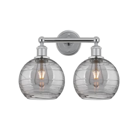 A large image of the Innovations Lighting 616-2W 12 17 Athens Deco Swirl Vanity Polished Chrome / Light Smoke Deco Swirl