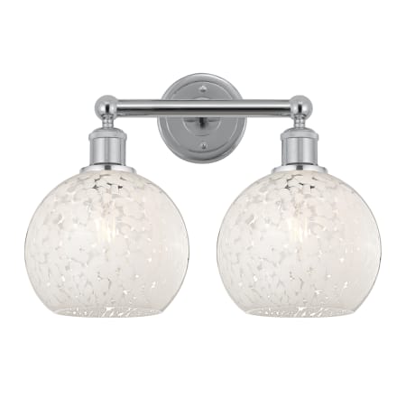 A large image of the Innovations Lighting 616-2W 12 17 White Mouchette Vanity Polished Chrome