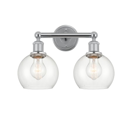 A large image of the Innovations Lighting 616-2W-11-15 Athens Vanity Polished Chrome / Clear