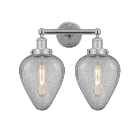 A large image of the Innovations Lighting 616-2W-12-15 Geneseo Vanity Polished Chrome / Clear Crackle