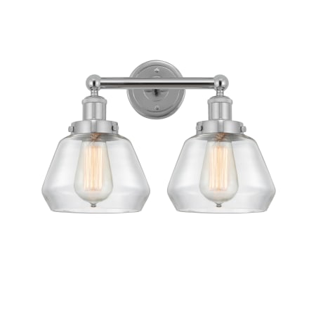 A large image of the Innovations Lighting 616-2W-10-16 Fulton Vanity Polished Chrome / Clear