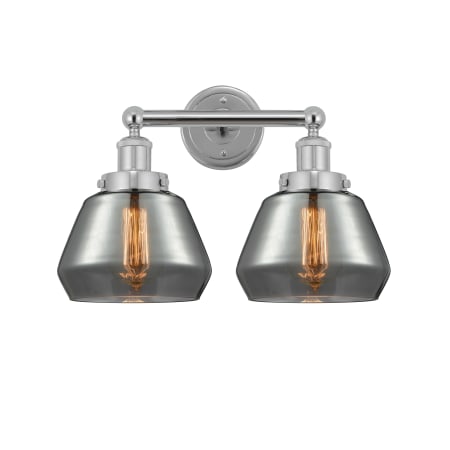 A large image of the Innovations Lighting 616-2W-10-16 Fulton Vanity Polished Chrome / Plated Smoke