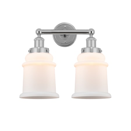 A large image of the Innovations Lighting 616-2W-13-15 Canton Vanity Polished Chrome / Matte White