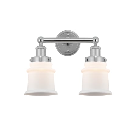 A large image of the Innovations Lighting 616-2W-11-14 Canton Vanity Polished Chrome / Matte White