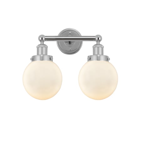 A large image of the Innovations Lighting 616-2W-10-16 Beacon Vanity Polished Chrome / Matte White