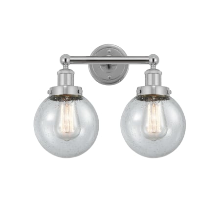 A large image of the Innovations Lighting 616-2W-10-16 Beacon Vanity Polished Chrome / Seedy