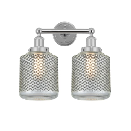 A large image of the Innovations Lighting 616-2W-12-15 Stanton Vanity Polished Chrome / Clear Crackle