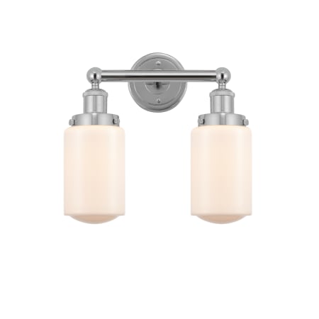 A large image of the Innovations Lighting 616-2W-10-16 Dover Vanity Polished Chrome / Matte White