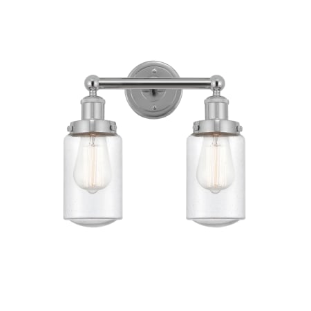 A large image of the Innovations Lighting 616-2W-10-16 Dover Vanity Polished Chrome / Seedy