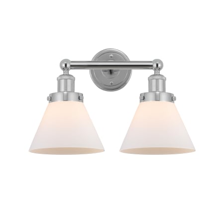 A large image of the Innovations Lighting 616-2W-10-16-L Cone Vanity Polished Chrome / Matte White