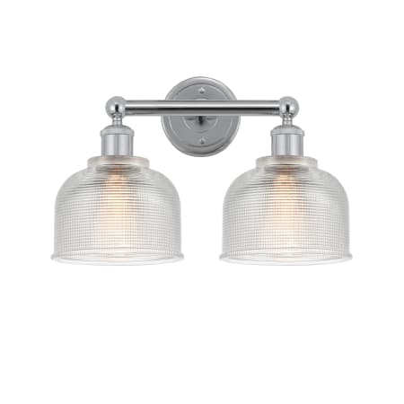 A large image of the Innovations Lighting 616-2W-11-15 Dayton Vanity Polished Chrome / Clear