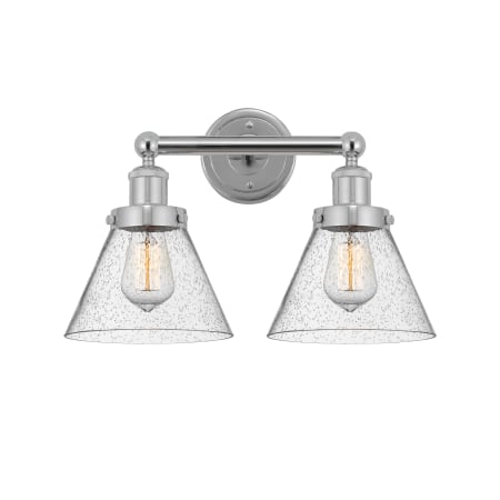 A large image of the Innovations Lighting 616-2W-10-16-L Cone Vanity Polished Chrome / Seedy