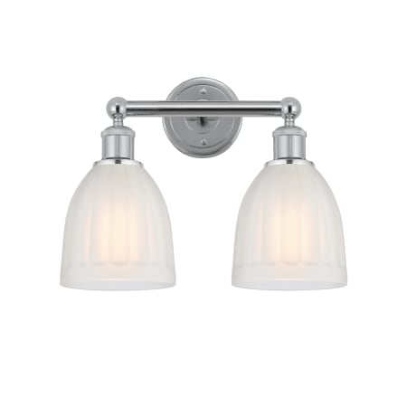 A large image of the Innovations Lighting 616-2W-12-15 Brookfield Vanity Polished Chrome / White