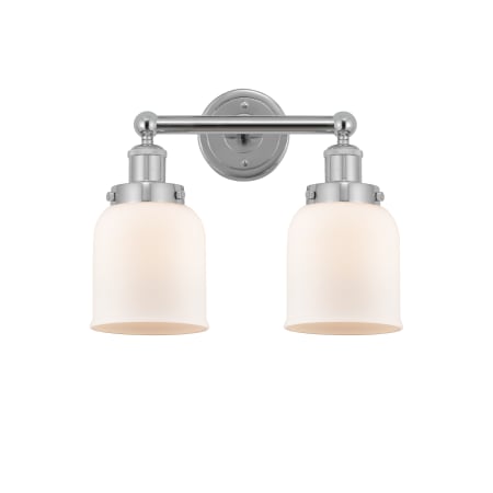 A large image of the Innovations Lighting 616-2W-10-16 Bell Vanity Polished Chrome / Matte White