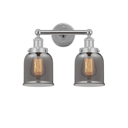 A large image of the Innovations Lighting 616-2W-10-16 Bell Vanity Polished Chrome / Plated Smoke