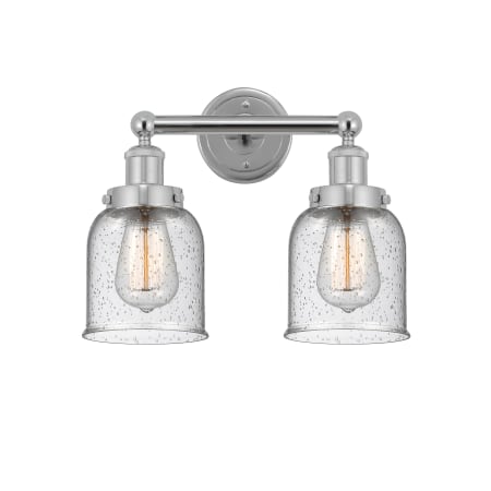 A large image of the Innovations Lighting 616-2W-10-16 Bell Vanity Polished Chrome / Seedy