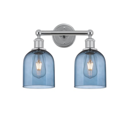 A large image of the Innovations Lighting 616-2W 12 15 Bella Vanity Polished Chrome / Princess Blue