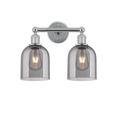 A large image of the Innovations Lighting 616-2W 12 15 Bella Vanity Polished Chrome / Light Smoke