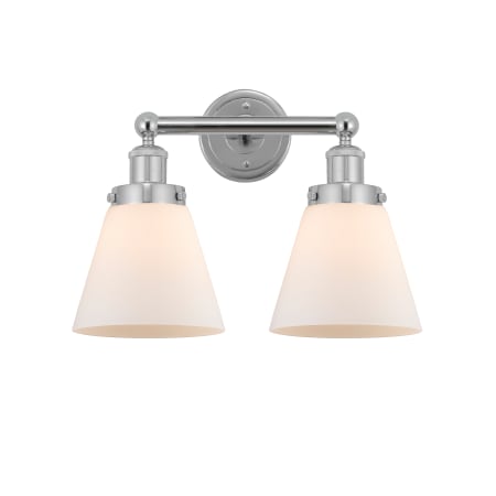 A large image of the Innovations Lighting 616-2W-10-16 Cone Vanity Polished Chrome / Matte White