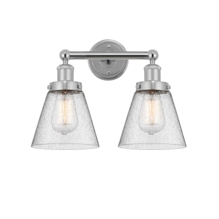 A large image of the Innovations Lighting 616-2W-10-16 Cone Vanity Polished Chrome / Seedy