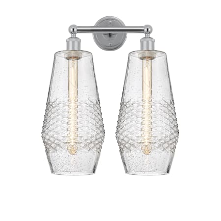 A large image of the Innovations Lighting 616-2W-19-16 Windham Vanity Polished Chrome / Seedy