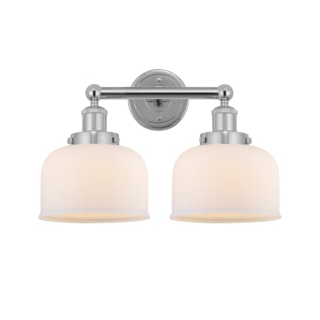 A large image of the Innovations Lighting 616-2W-10-16-L Bell Vanity Polished Chrome / Matte White