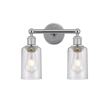 A large image of the Innovations Lighting 616-2W-11-13 Clymer Vanity Polished Chrome / Seedy