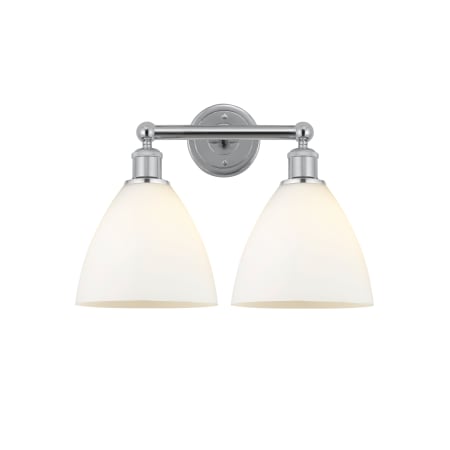 A large image of the Innovations Lighting 616-2W-12-17 Bristol Vanity Polished Chrome / Matte White