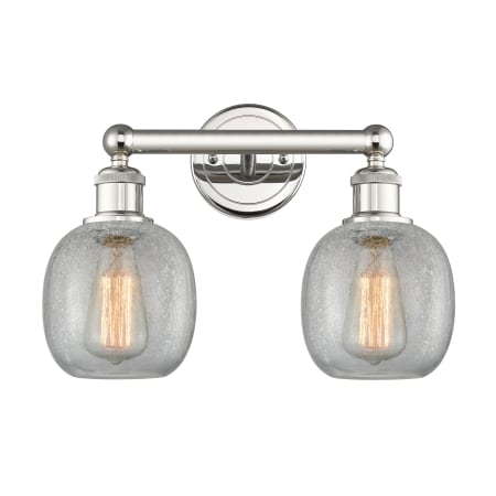 A large image of the Innovations Lighting 616-2W-12-15 Belfast Vanity Polished Nickel / Clear Crackle