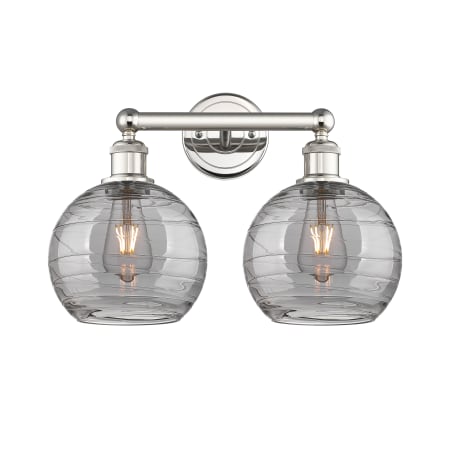 A large image of the Innovations Lighting 616-2W 12 17 Athens Deco Swirl Vanity Polished Nickel / Light Smoke Deco Swirl