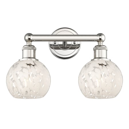 A large image of the Innovations Lighting 616-2W 10 15 White Mouchette Vanity Polished Nickel