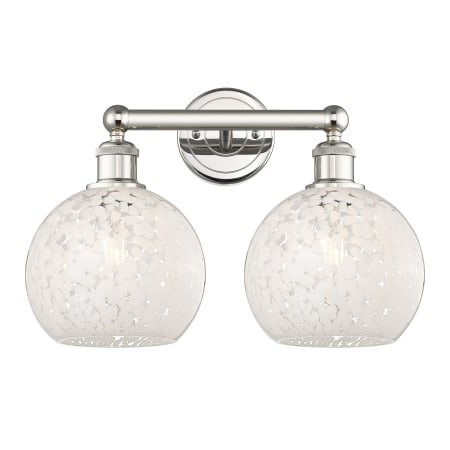 A large image of the Innovations Lighting 616-2W 12 17 White Mouchette Vanity Polished Nickel