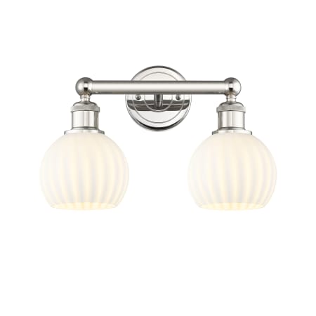 A large image of the Innovations Lighting 616-2W 10 15 White Venetian Vanity Polished Nickel